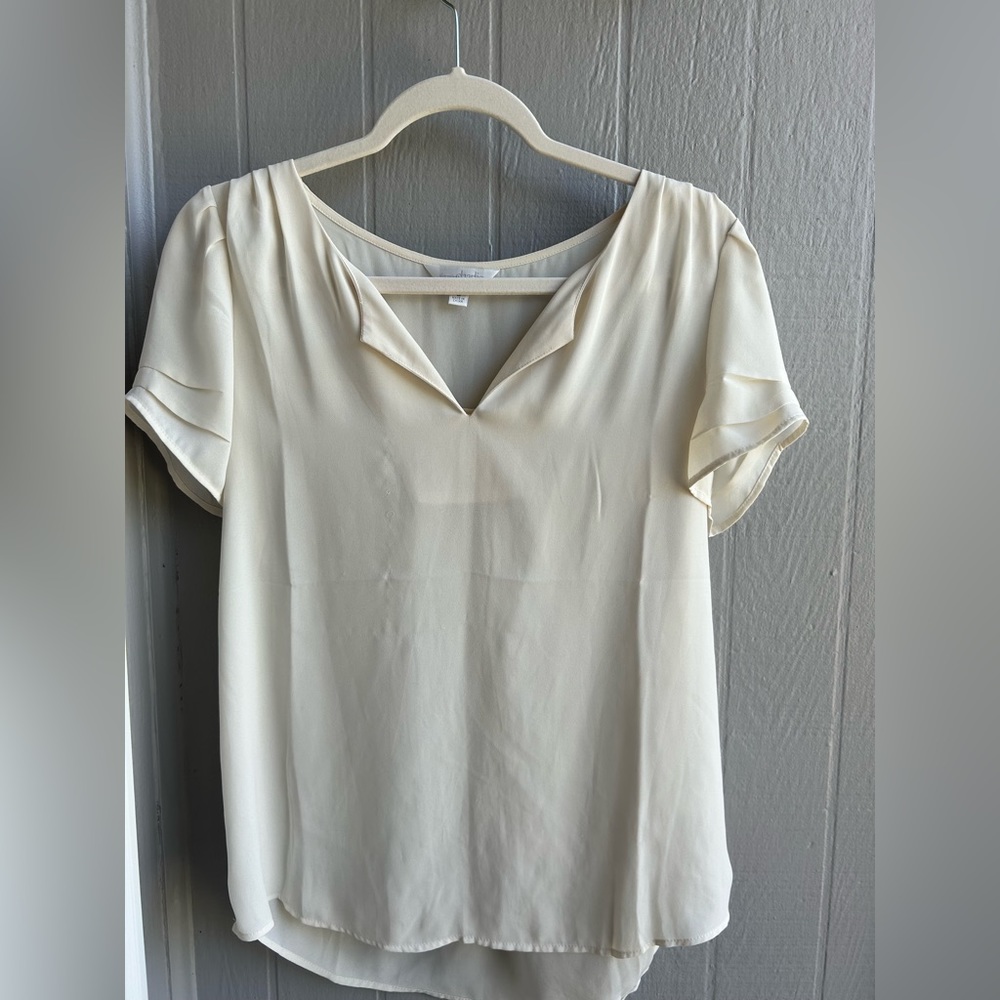 Charming Charlie Cream Colored Sheer Shirt - Size Small